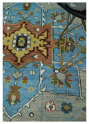 Traditional Heriz Blue, silver, Charcoal and Ivory Hand Knotted  wool Area Rug