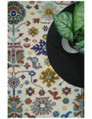 Eclectic 8x10 All Wool Traditional Persian Blue and Ivory Vibrant Colorful Hand knotted Persian Area Rug | TRDCP159810