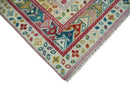 Eclectic Vibrant Colorful Ivory And Teal Traditional design Hand knotted Wool Area Rug