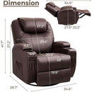PU Leather Recliner Chair With Massage And Heat Brown