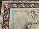 Needlepoint Rug 8x10, Aubusson Savonnerie European Carpet, Floral, Elegant