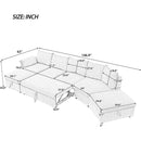 146.9" L-shaped Sofa Sectional Sofa Couch Pull-out Sofa Bed with a Movable Storage Ottoman, a Storage Chaise Lounge and Two USB Ports for Living Room, Grey