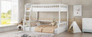 Full XL over Queen Bunk Bed with Ladder and Guardrails, White