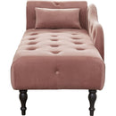60.6" Velvet Chaise Lounge Buttons Tufted Nailhead Trimmed Solid Wood Legs with 1 Pillow,Rose (Left Arm Design as Shown in the Picture)