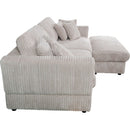 105' Oversized Sectional Sofa Cloud Couch for Living Room, Modern stripe L Shaped Couch, Comfy Boucle Modular Sofa Sleeper with Moveable Ottoman WIth/6 Pillow(WHITE)