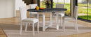 TREXM 5-Piece Extendable Dining Table Set for 4, Round Dining Table for 4 with Upholstered Chairs, Farmhouse Kitchen Table Set with Removable Leaf for Dining Room and Kitchen (Grey+White)