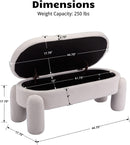 44.7-Inch White Boucle Upholstered Storage Ottoman Bench