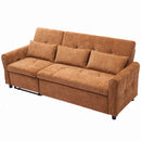2-in-1 Sofa 82' Three-seater Sofa with Sofa Bed and Reversible Recliner, Orange Chenille
