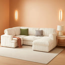One Hundred Thirty Inch Sleeper Sofa With White Faux Fur