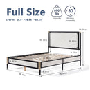 Full size Bed with White Boucle fabric Headboard,Champagne Silver+Black Frame