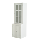 Retro Style Hutch Cabinet with Single Glass Door, China Cabinet for Home, Office, or Studio - White, 75.25'' Tall