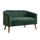 50.78'W Modern Loveseat Couch Sofa, Corduroy Fabric Upholstered 2-Seat Sofa with Wooden Walnut Legs for Small Space Office Studio Apartment Bedroom, Green
