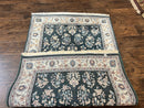 Green Indo Persian Rug 4x6, Floral Allover, Handmade Vintage Oriental Carpet, Sarouk Rug, Wool