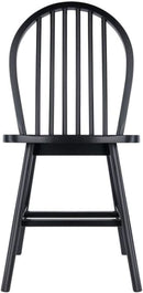 Windsor Dining Chair Set Solid Wood Black Finish 2 Pack