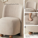 Modern Low Back Accent Chair, Upholstered Armless Living Room Chairs, Round Pine Wood Feet, for Small Living Spaces, Living Room, Bedroom, Balcony, Office, Reading Nook, Khaki