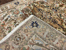 Indian Agra Rug 8x10, Wool Vintage Handmade Carpet, Gray Brown