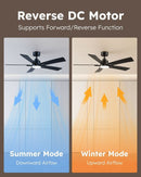 52 Inch Ceiling Fan With Lights Remote Black 5 Blade