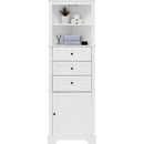 White Triangle Tall Cabinet with 3 Drawers and Adjustable Shelves for Bathroom, Kitchen or Living Room, MDF Board with Painted Finish