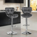 Grey Adjustable PU Leather Swivel Bar Stools Set of 2, Counter Height
