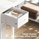 47 Inch White L Shaped Desk With LED Power Drawer Unit