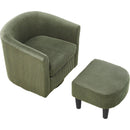 Swivel Accent Chair 360 Comfy Recliner Corduroy Arm Chair Single Sofa with Ottoman for Living Room Bedroom