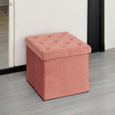 Warm Red Velvet Tufted Upholstered Storage Ottoman