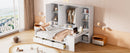 Full Size Wooden Daybed With Three Drawers, and All-in-One Cabinet, Desk and Shelves, White