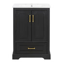 Bathroom Vanity With Sink, 1 Divided Drawer And 2 Soft Close Doors With Double Shelf