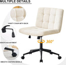 Swivel Faux Fur Armless Desk Chair With Wheels Height Adjustable