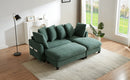 Upholstered Sectional Sofa with Movable Ottoman and Storage in Green Chenille, 83 Inch