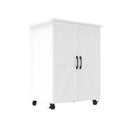 Exquisite Craftsmanship Rice Door Storage Cabinet, Large Capacity, White MDF, 27.36x19.68x35.55 Inches