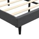 Modern Dark Grey Queen-Size Upholstered Platform Bed Frame with Button-Tufted Linen Headboard and USB Ports