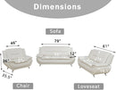 Creamy White 2 Piece Sofa Set Living Room Modern Style