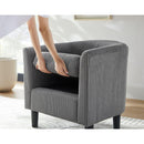 Modern Accent Chair,Upholstered Arm Chair Linen Corduroy Single Sofa Chair with Ottoman Foot Rest Comfy Armchair for Living Room Bedroom and Office,Grey