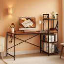 Rustic Brown Desk With Built In Power And Spacious Storage For Home Office