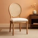 Oval Back Rattan Upholstered Dining Chairs Set Of 6 Beige With Wood Legs