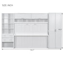 Queen Size Murphy Bed Wall Bed with Closet , Drawers and Shelves, White
