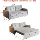 66.2" Queen Pull Out Sofa Bed, Hydraulic System Convertible Sleeper Sofa with Storage and 2 Soft Pillows, Tufted Button Upholstered Couch,Multi-Functional Velvet Loveseat Bed,Beige