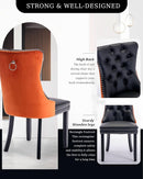 Leather Dining Chair Set Of 2 Tufted Black And Orange