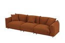 Originality Shapes Curry Lambswool Sherpa 4 Seater Sofa With Metal Legs, Solid Wood Frame Couch with 3 Pillows, Linear and Modular Version Design, Possibility Combined Armchair Current Style