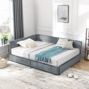 Full Size Storage Upholstered Tufted Bed Frame, Sofa Bed Frame with Comfortable Backrest and Armrests, Full Size Bed for Bedroom, Living Room,Velvet, GREY(80.5''*59''*29.5'')