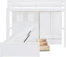 White Twin Over Twin Bunk Bed With Drawers And Wardrobe
