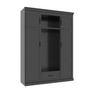 U-Can 85.2''H Hall Tree with Bench and 3 Hooks, Modern Entryway Storage Organizer Cabinet with 4 Doors, 1 Drawer and Adjustable Shelves for Hallway, Entryway, Living Room