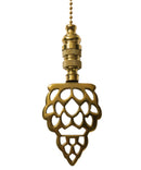 Polished Brass Pineapple Ceiling Fan Pull, 3"h with 12" Polished Brass Chain