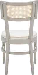 Coastal Grey Cane Seat Cushion Dining Chair For Kitchen