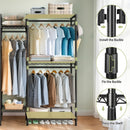 Heavy Duty Garment Rack With 8 Adjustable Wire Shelves and 5 Clothes Rails, Freestanding Closet Organizer, Black Metal