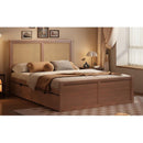 Queen Size Wood Storage Platform Bed with 4 Drawers, Rattan Headboard, Espresso