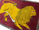 Persian Gabbeh Rug 3x4, Lion Pictorial, Red
