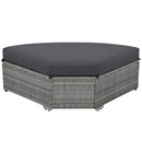 Elegant Patio Furniture Set Outdoor Daybed Rattan Sectional with Cushions and Center Table, Grey, Iron + Rattan