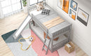 Twin over Twin Bunk Bed with Convertible Slide and Ladder, Gray(Old SKU: SM000213)
